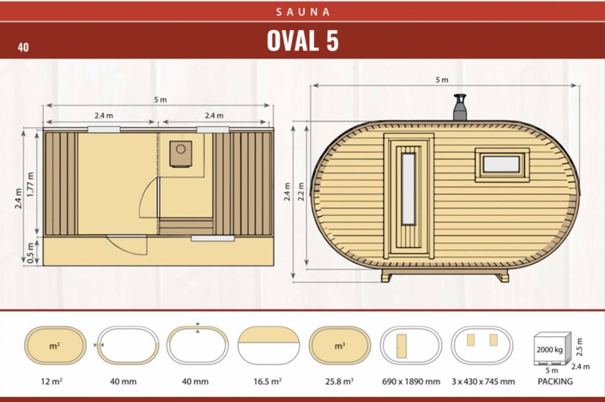 Badstu Oval 5 - 5,0 x 2,4 m