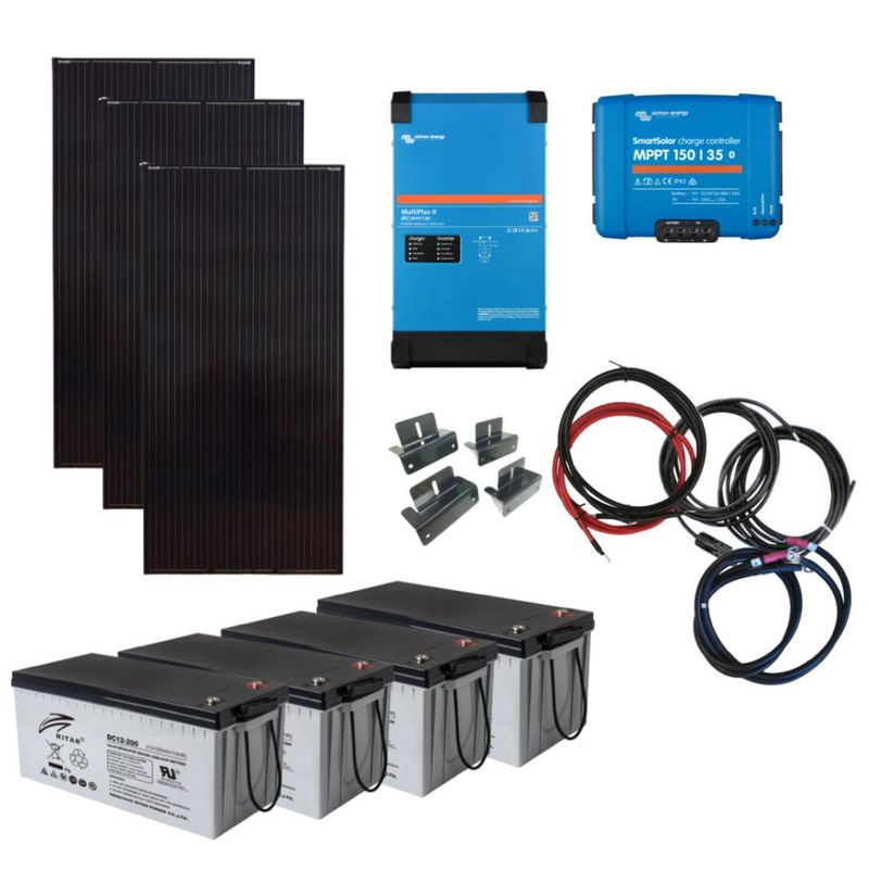 Solcelle Hytte 230V - 1230W med batteri - 3000VA